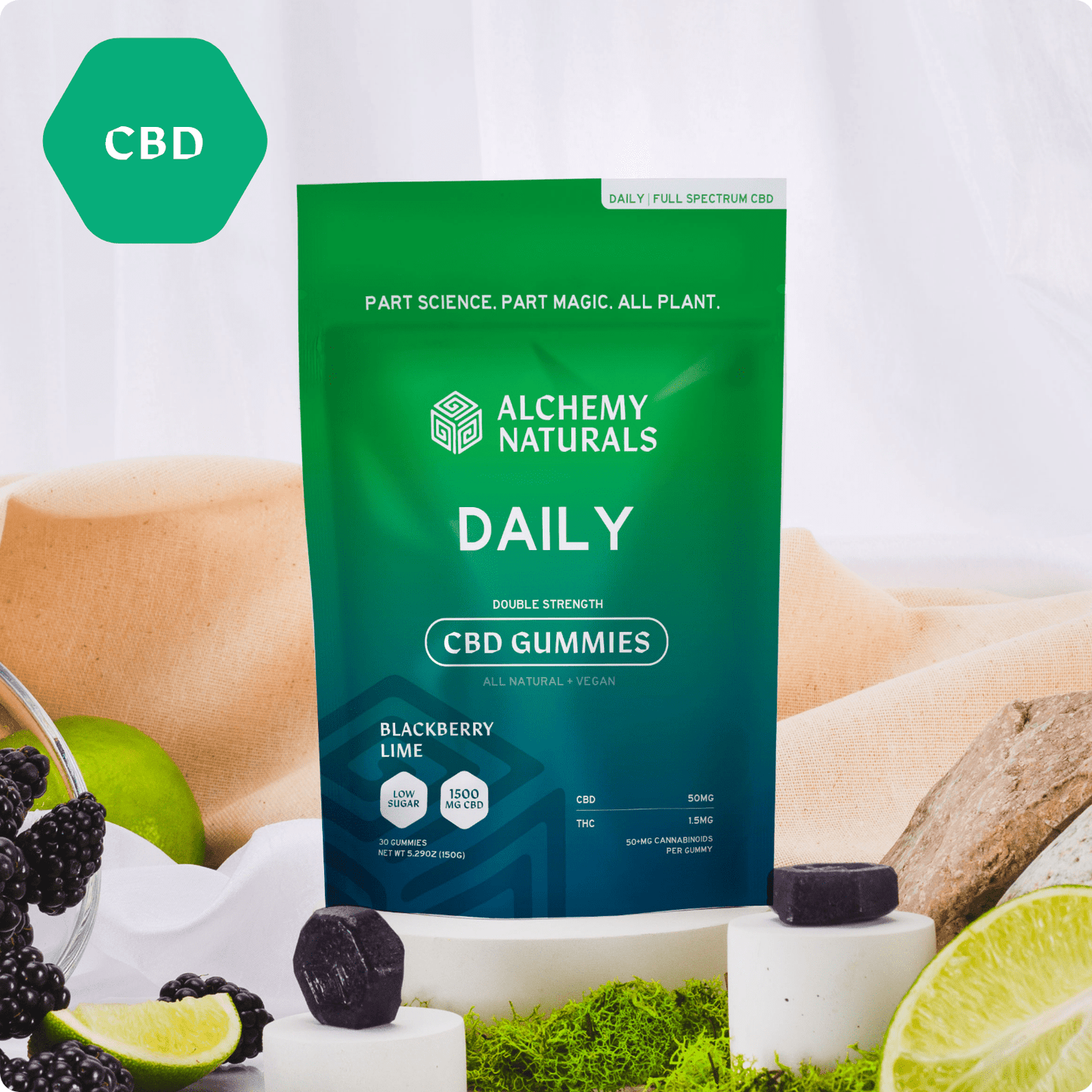 6-Pack: Alchemy Naturals CBD Gummies for Daily Support - Full-Spectrum-0