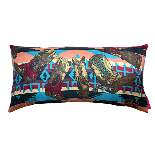 Cowboy Boots Vintage Silk Scarf Pillows 35"