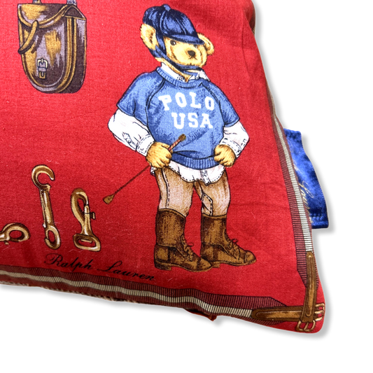 Retro Polo Bear Vintage Cotton Scarf Pillow 20"