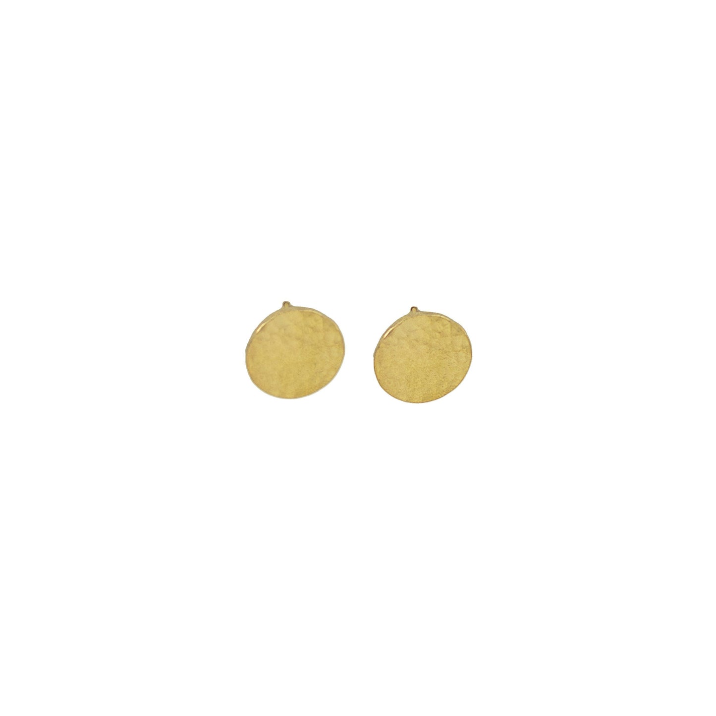 Hammered Disc Brass Stud Earrings for Men & Women | Poa