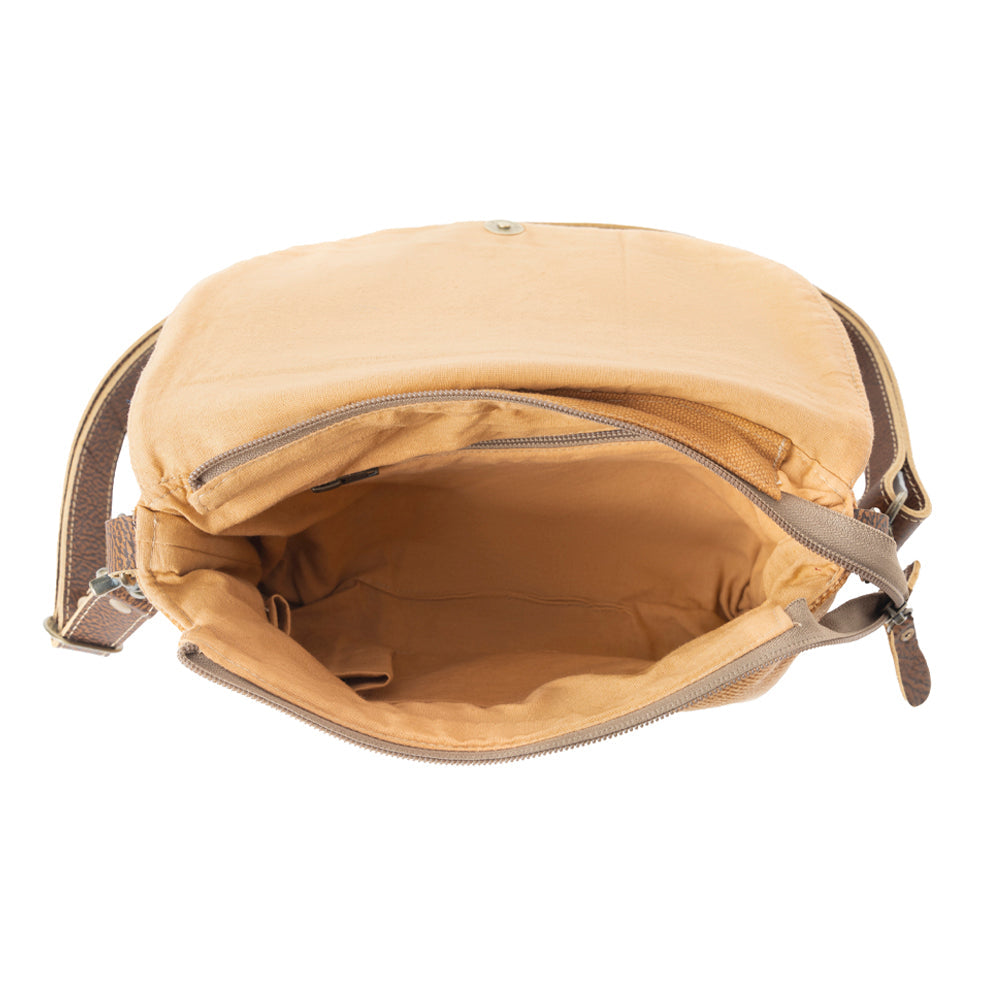 Myra Rose Canyon Sling Bag for Women Adjustable Strap Everyday Crossbody with Tribal Embroidery