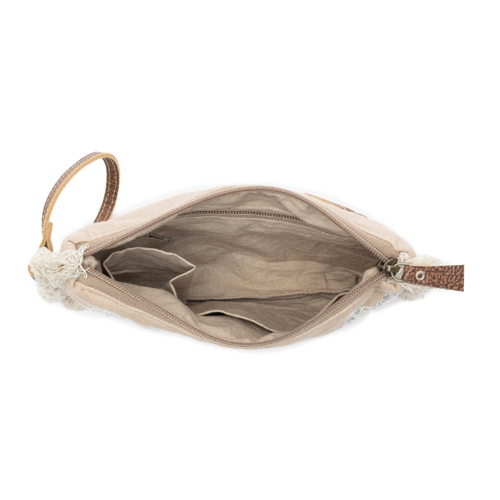 Meadow Lace Embroided Pouch in Ivory Bloom