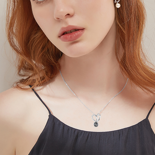 Personalized Photo Projection Necklace Sweet Crystal Rabbit Ears Pendant Necklaces