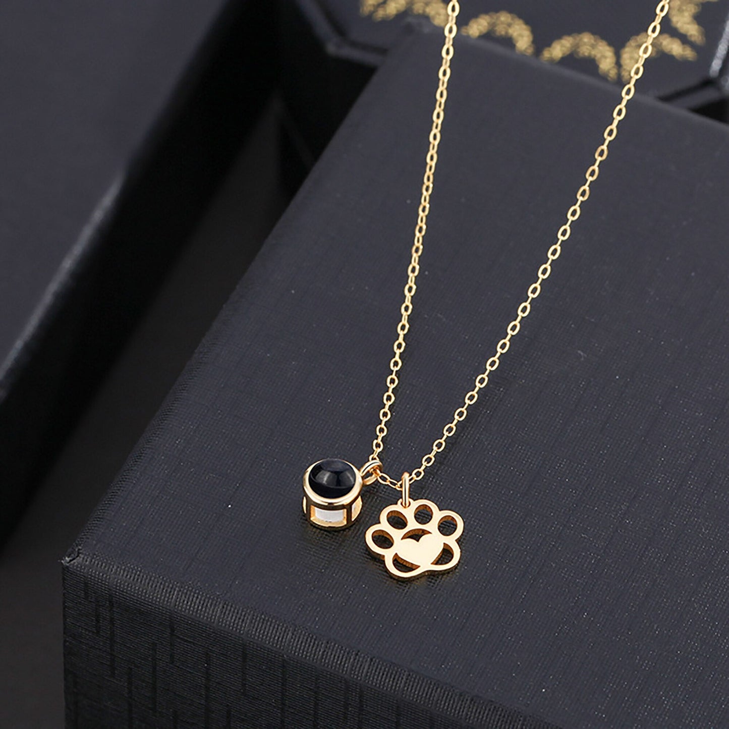 Customized Photo Dog Paws Projection Necklace Pendant Jewelry For Lover Girlfriend