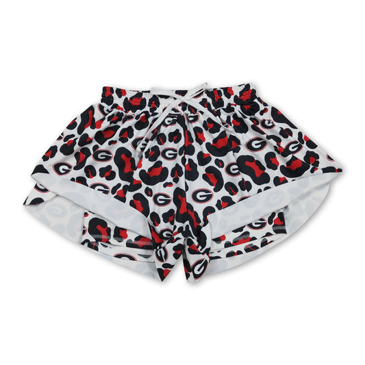 Red leopard G adult women team active shorts