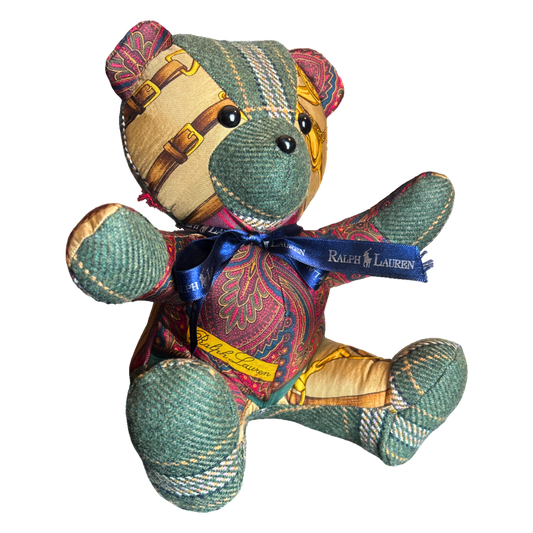 Equestrian Paisley Vintage Silk Scarf Tender Teddy Bear