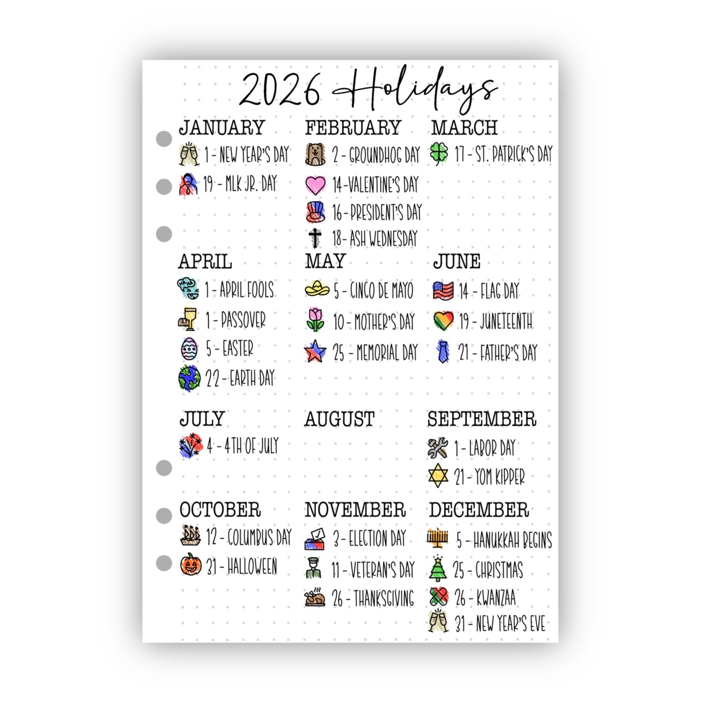 2026 Holidays