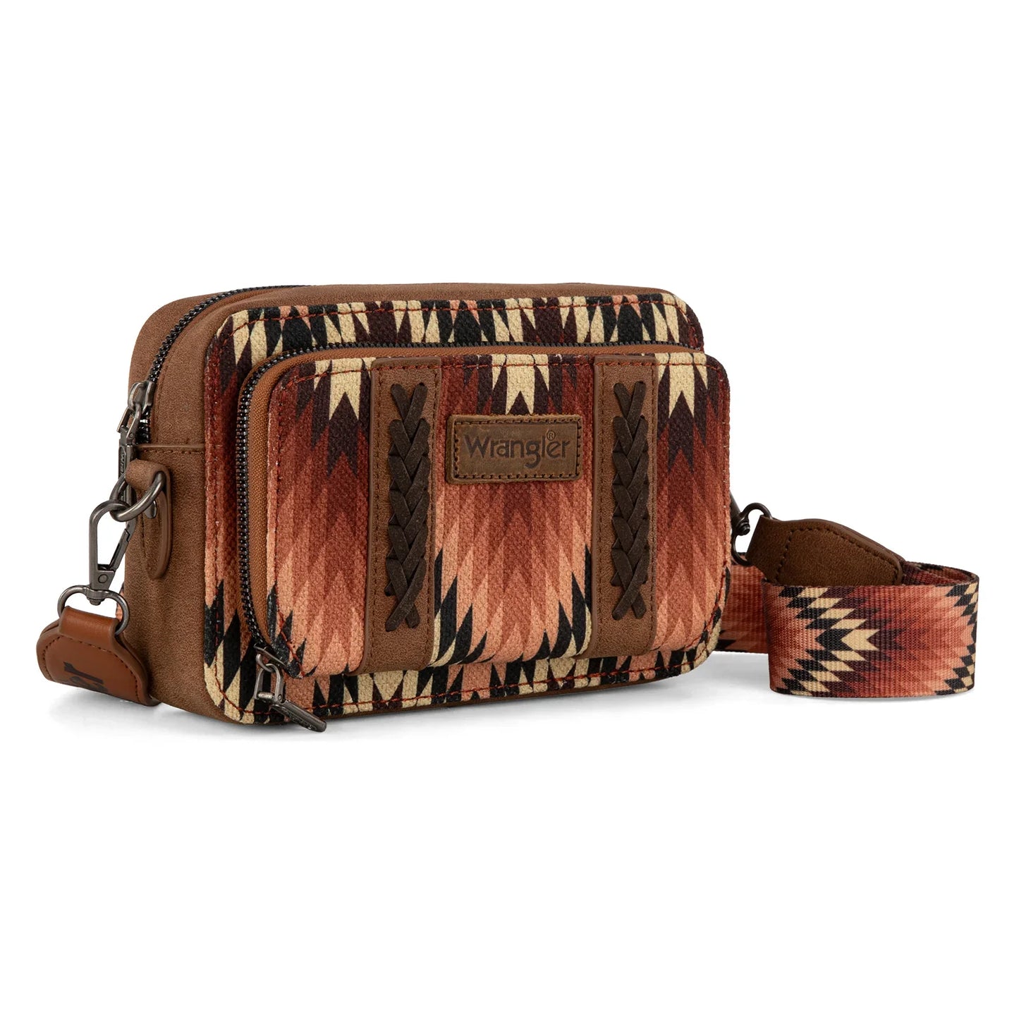 Wrangler Multi-Pocket Crossbody Bag with Double Zipper