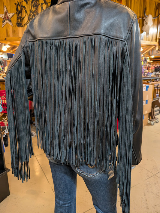 Western Genuine Leather Fringe Moto Jacket – Size Large (Last One!)