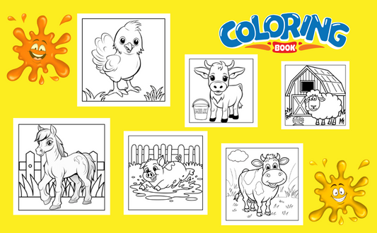 Farm Animals Coloring Book for Kids: 50 Adorable Designs to Color