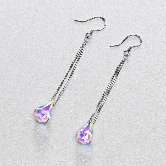 Aurora Borealis Crystal Drop Earrings Made with Swarovski Elements