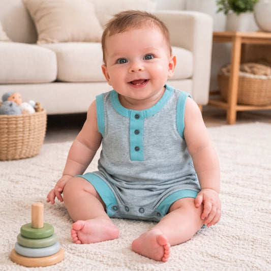 tank romper | vintage aqua colorblock