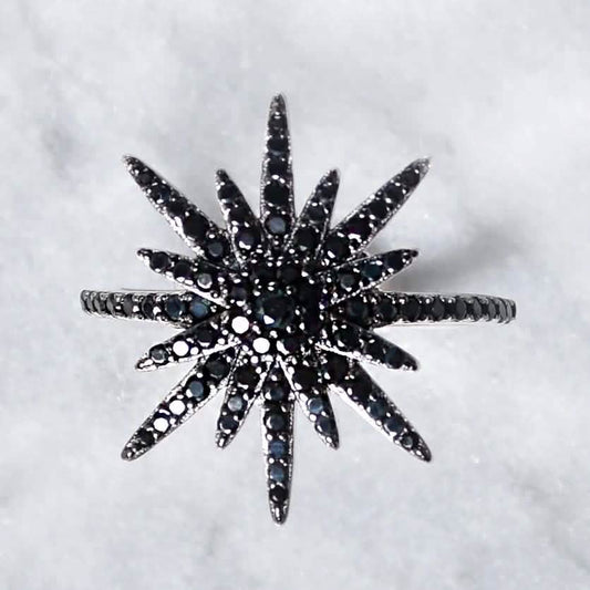 Black CZ Star Statement Ring - Assorted Sizes