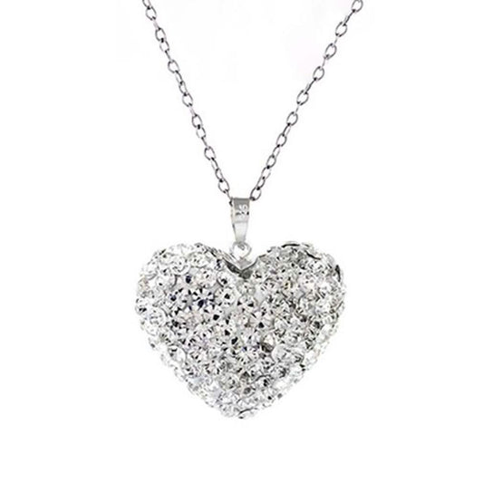 Bubble Heart Pendant in Solid Sterling Silver Made with Swarovski Elements