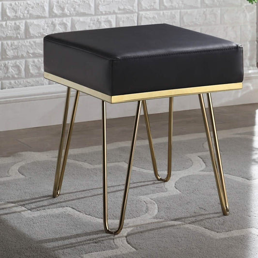 Catheau Square Ottoman Brass Finished Frame Hairpin Legs