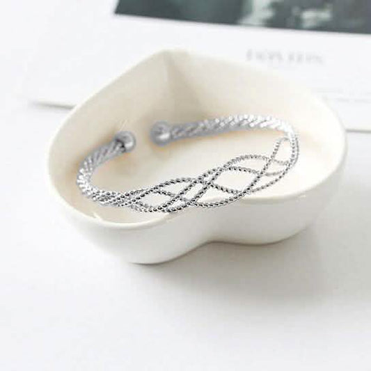 Diamond Cut Filigree Braided Cuff Bangle
