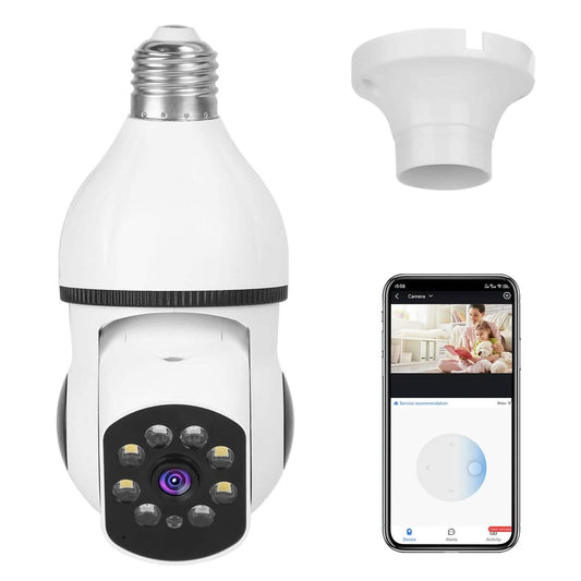 E27 WiFi Bulb Camera 1080P FHD WiFi IP Pan Tilt Security Surveillance Camera with Two-Way Audio Full Color Night Vision