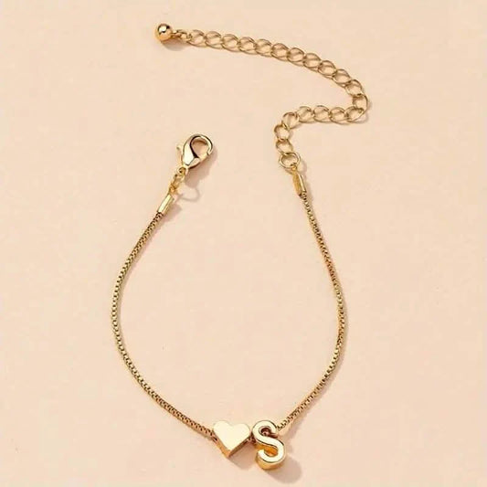 Elegant Love Heart Charm Bracelet - Delicate Minimalist Link Chain