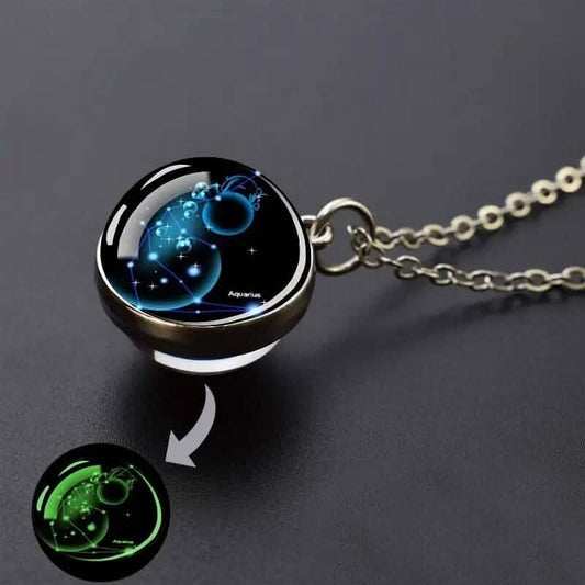 Glow-in-the-Dark Zodiac Pendant Necklace