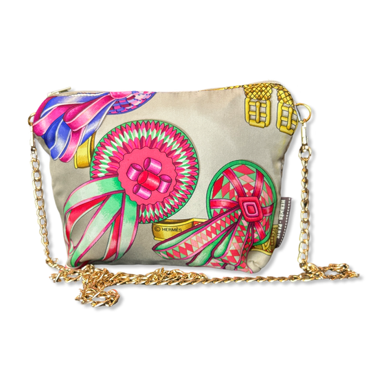 Rubans du Cheval Beige Vintage Silk Scarf Crossbody Bag