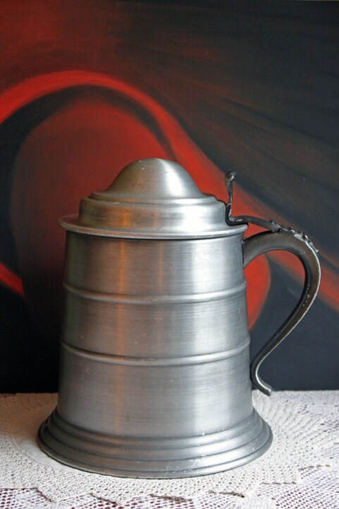Vintage Ice Bucket with Lid and Plastic Insert - Metal Jug with Ornate Handle