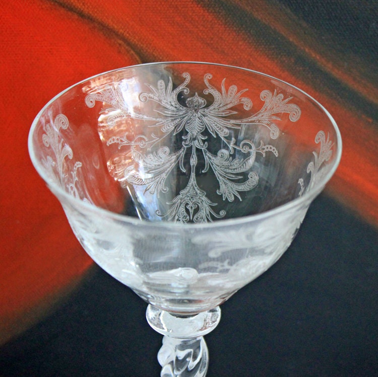 Tiffin Franciscan Byzantine Pattern Juice Stemmed Glasses - Set of Six