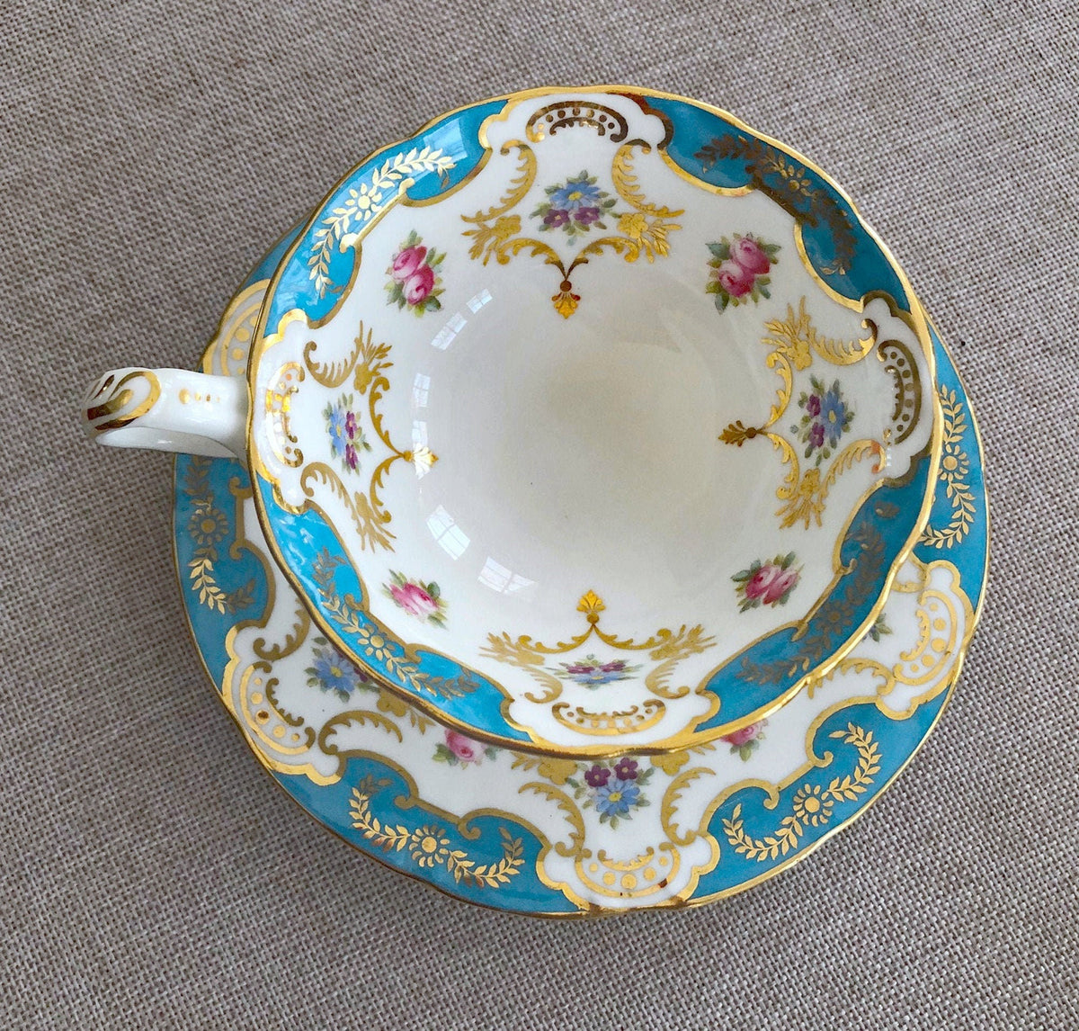Royal Albert Crown China Tea Cups and Saucers, Hand Painted Floral Set