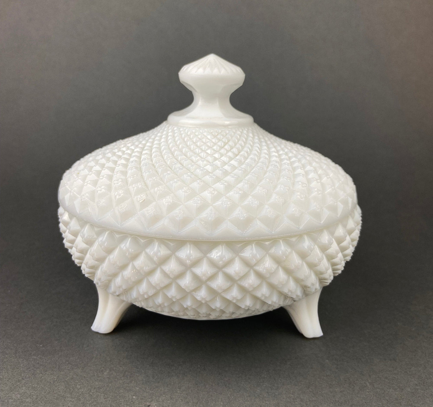Milk Glass Salt and Pepper Shakers in Grape Vine Motif