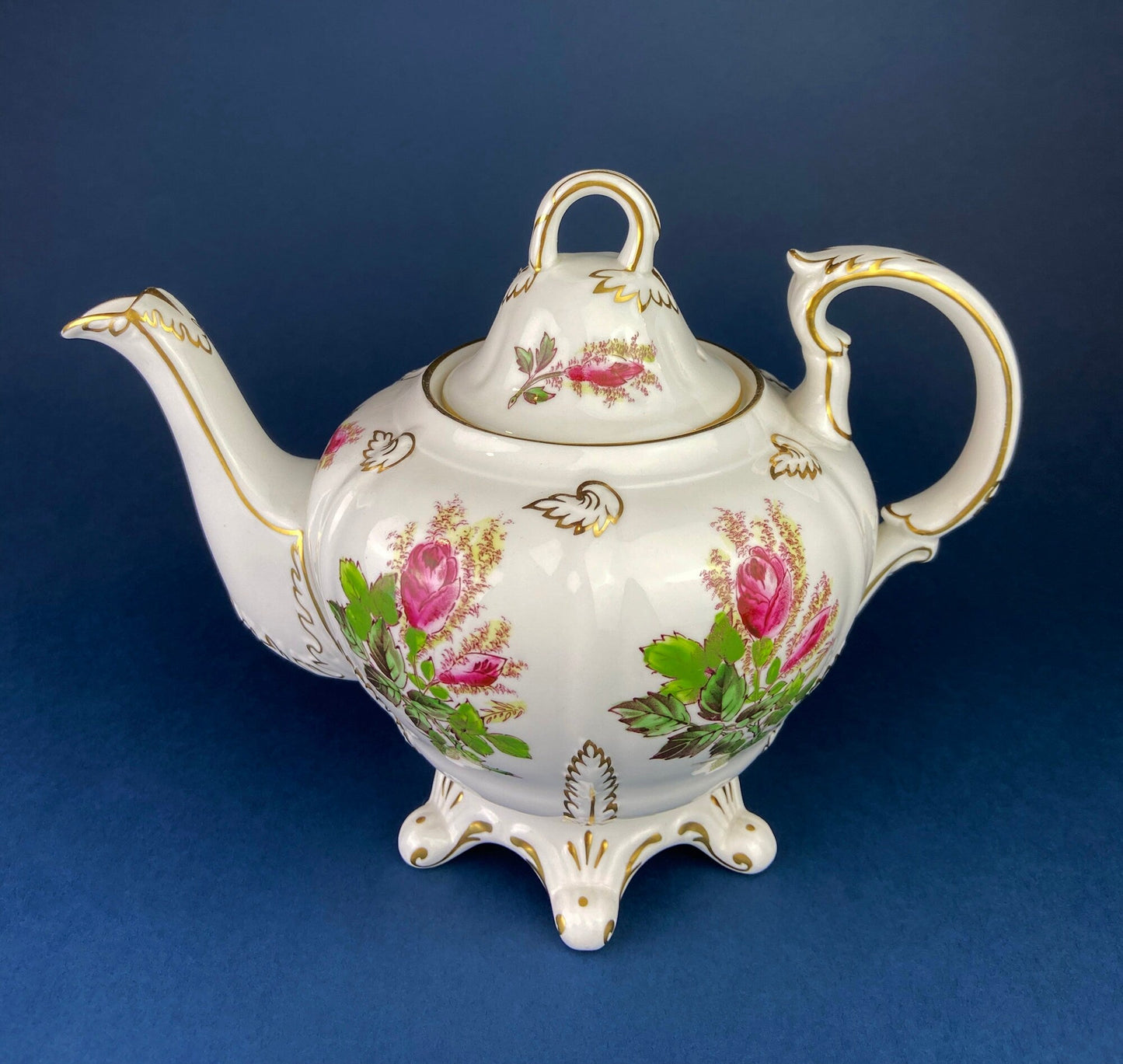 Antique Bavarian Coffee Pot. UNO Favorite, European Porcelain with Hand-Painted Violets. Fine Collectible China.