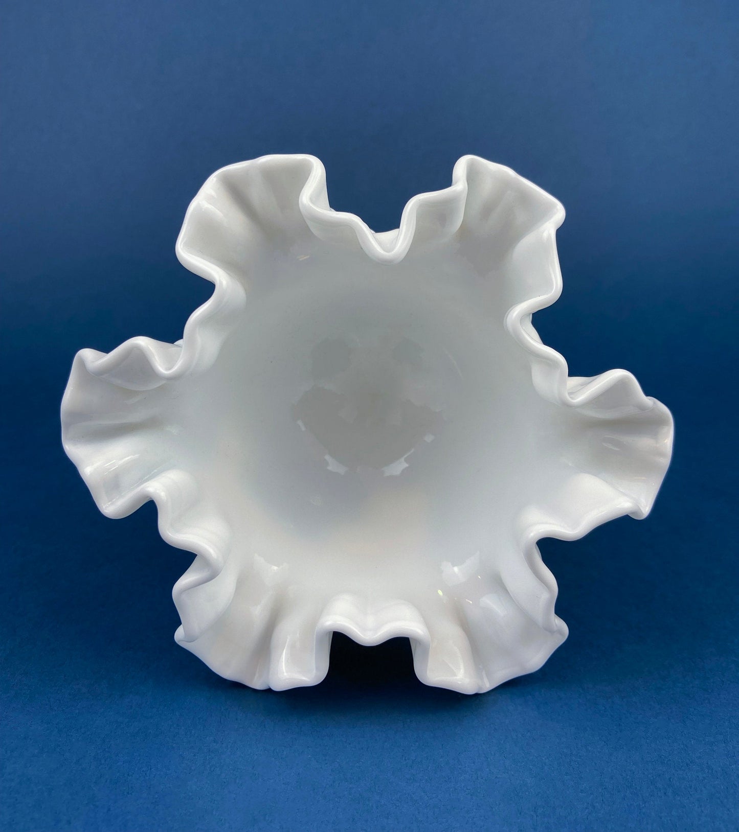 Fenton Handpainted Milk Glass Compote. White, Footed, Hobnail Bowl with Ruffled Rim and Pastel Flowers. Wedding Gift. Modern Farmhouse.