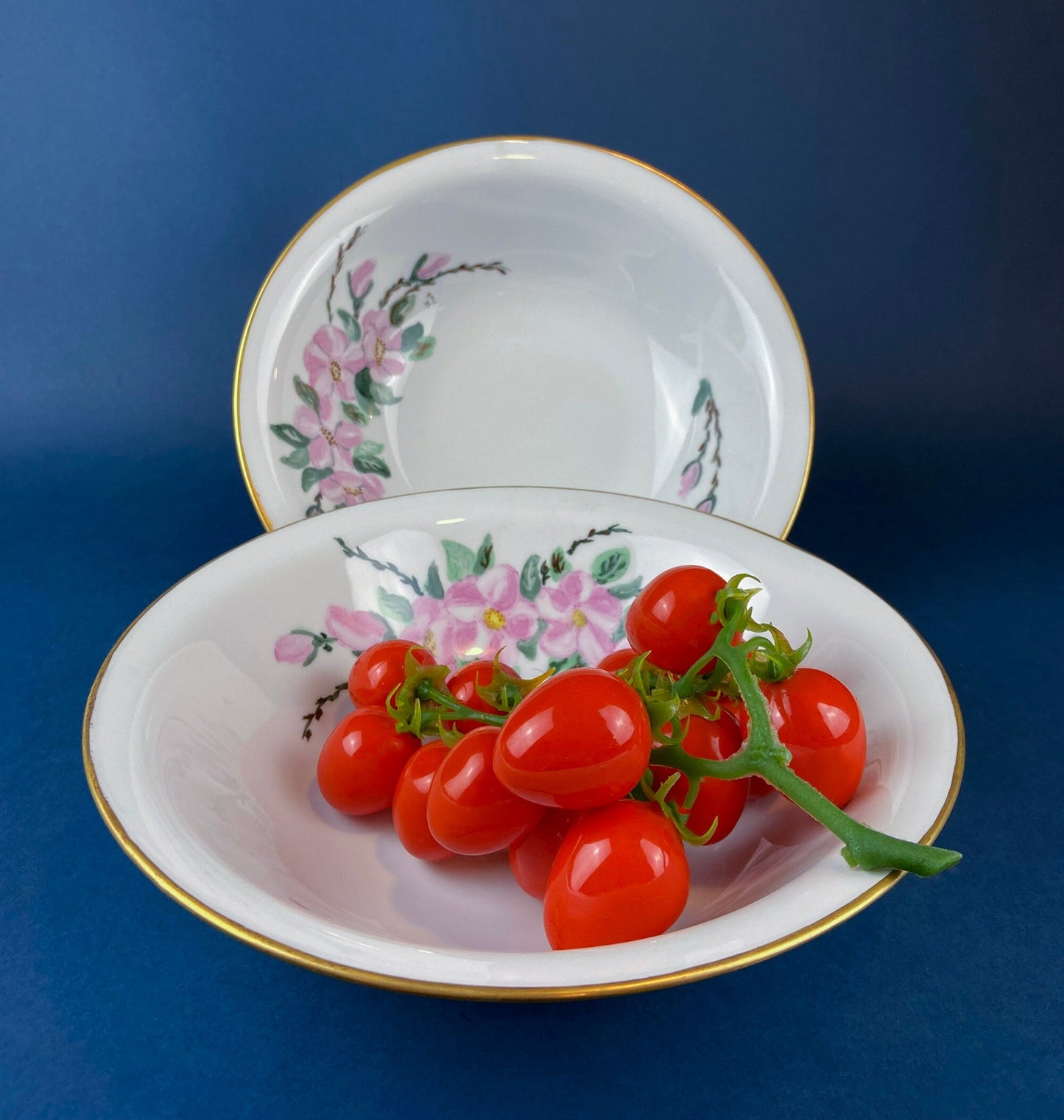 Antique Forget Me Not Porcelain Breakfast Set, Hand-Painted Floral Dishes