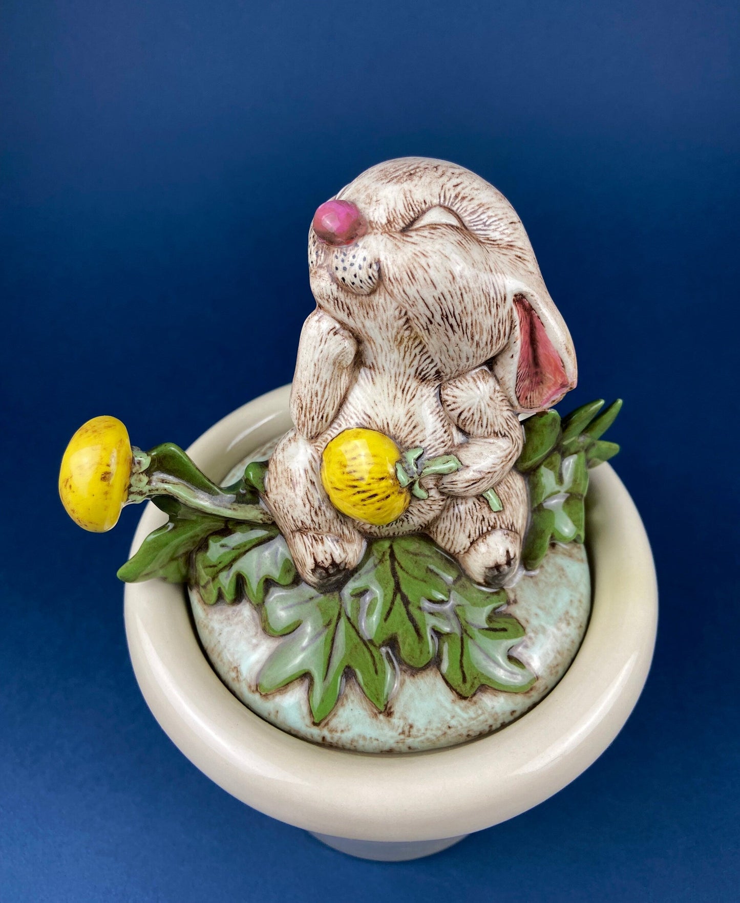 Hand-Painted Porcelain Bunny Family Figurine, RW OM, Easter Decor