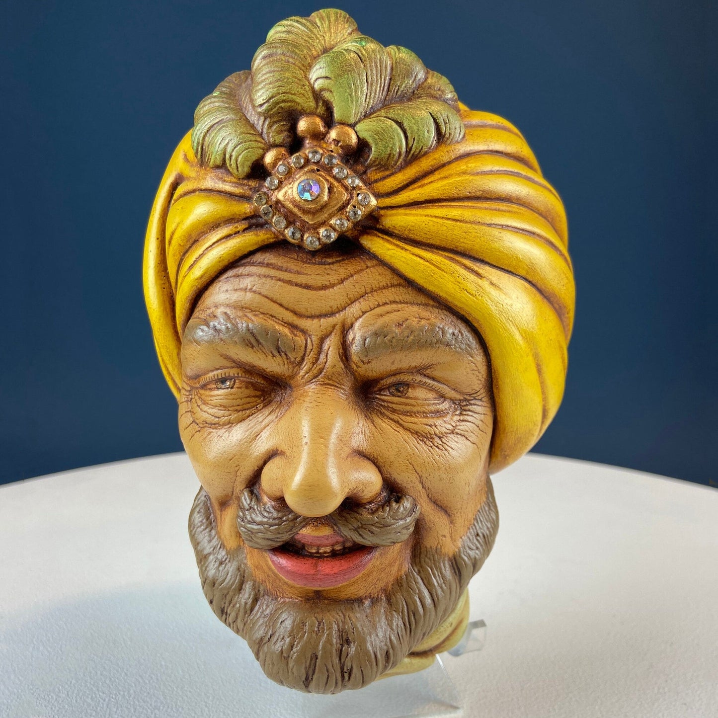 Vintage Chalkware Head of Smilling Asian Man in Red Hat. Life Like Caricature of Coolio. Ethnic Wall Hanging/Wall Art. Collectible Bus