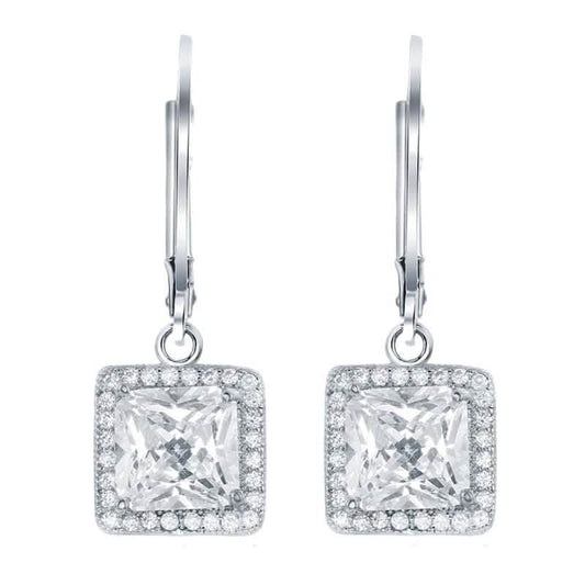 Leverback Elegance Princess Halo Drop Earring