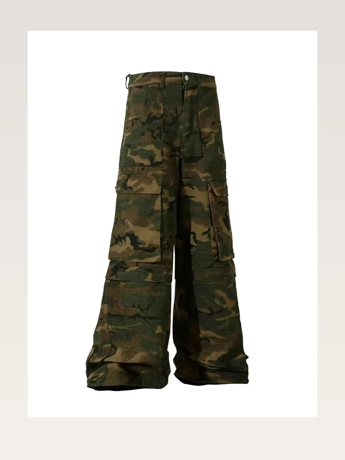 Green Utility Men's Wide Leg Camouflage Cargo Pants