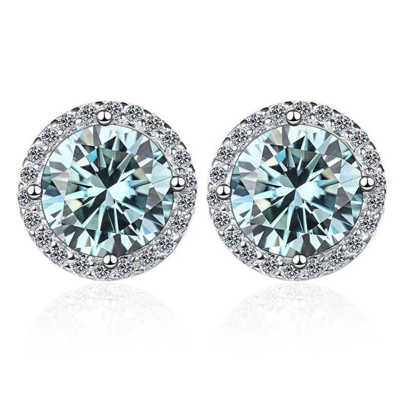Moissanite Stud Earrings 0.8ct D Color 925 Sterling Silver 18K White Gold