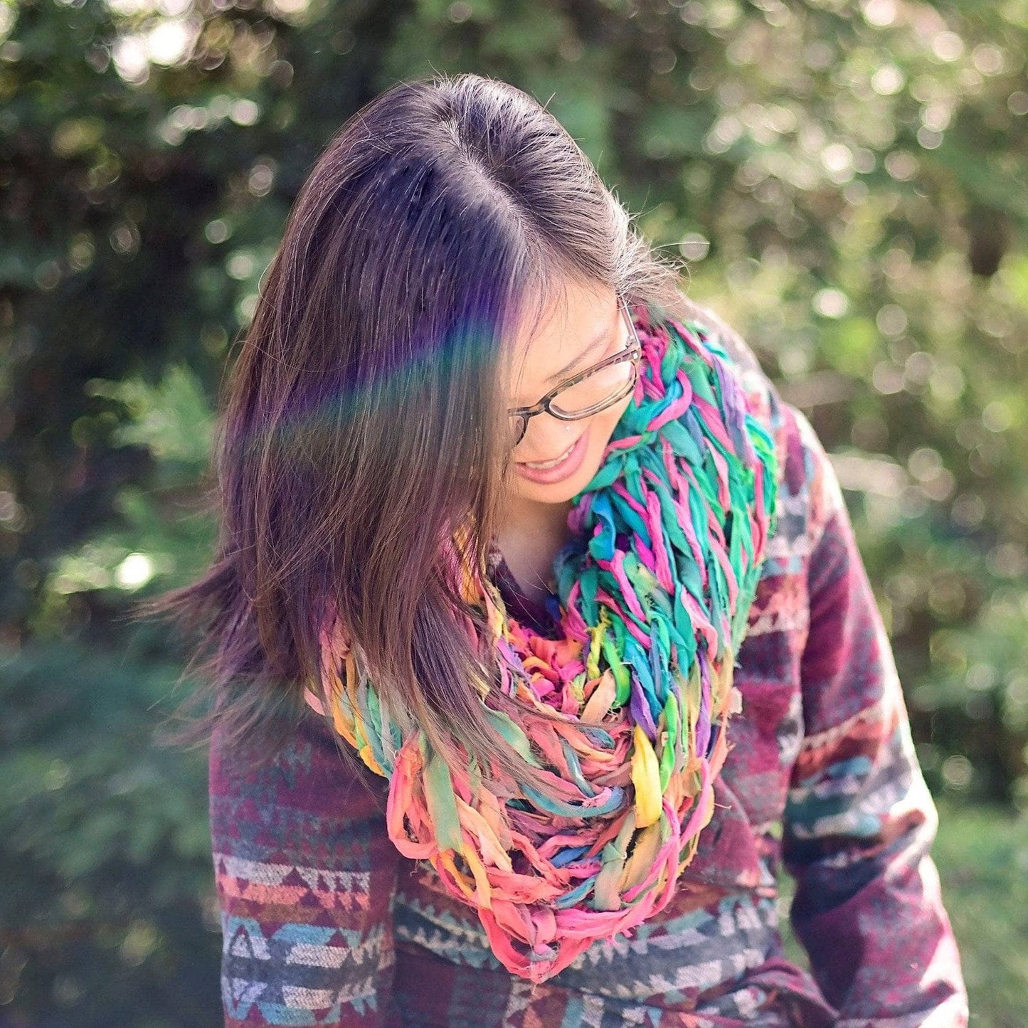 Pastel Arm Knit Chiffon Cowl Pattern