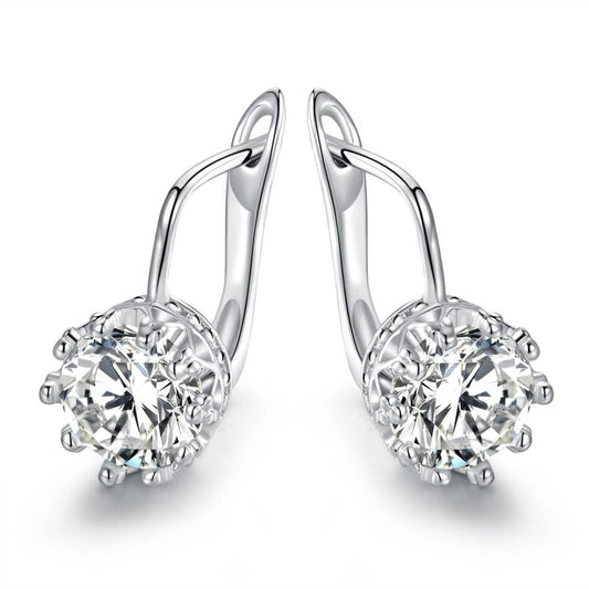 Rhodium Swarovski Elements Huggie-Hoop Earring