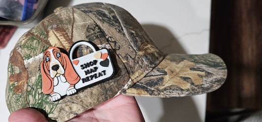 3d Print Basset Hound Cute Funny Shopping Hat Pin or Magnet