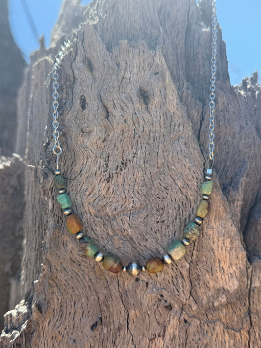 Sage Canyon Stone Beaded Chain Necklace