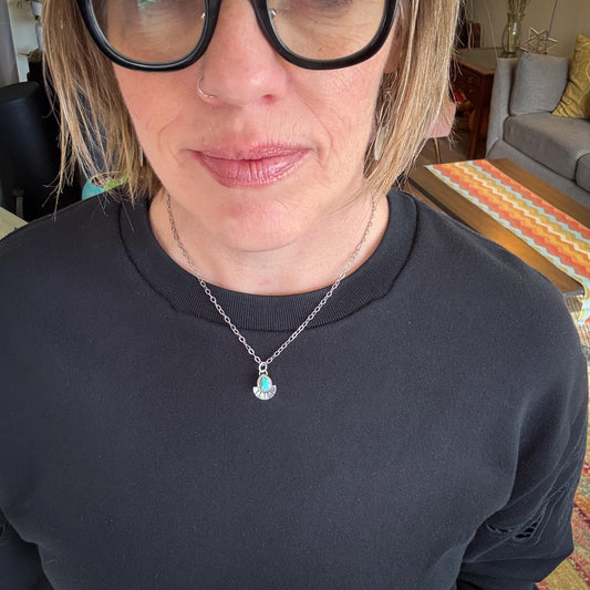 Sonoran Gold Turquoise Necklace in Sterling Silver | Small Teardrop Pendant