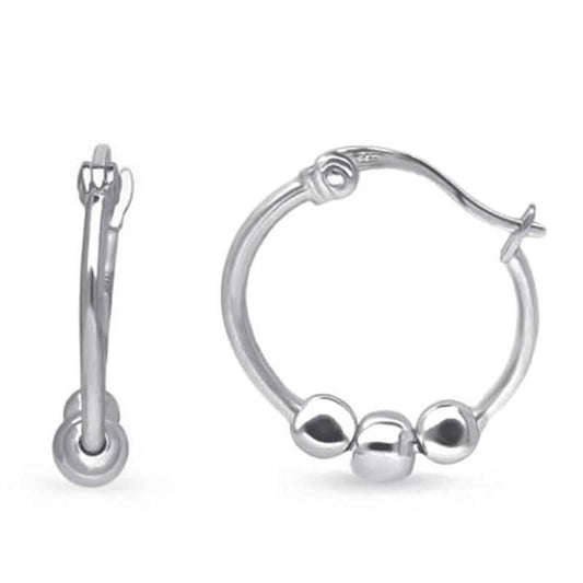 Stainless Steel Ball Hoop Earrings