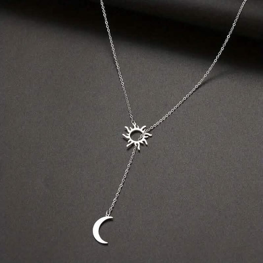 Stainless Steel Sun Totem and Moon Necklace