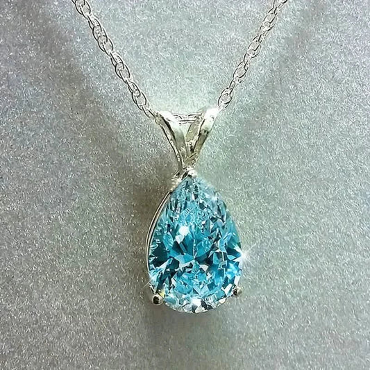 Teardrop Shaped Zirconia Pendant Copper Necklace