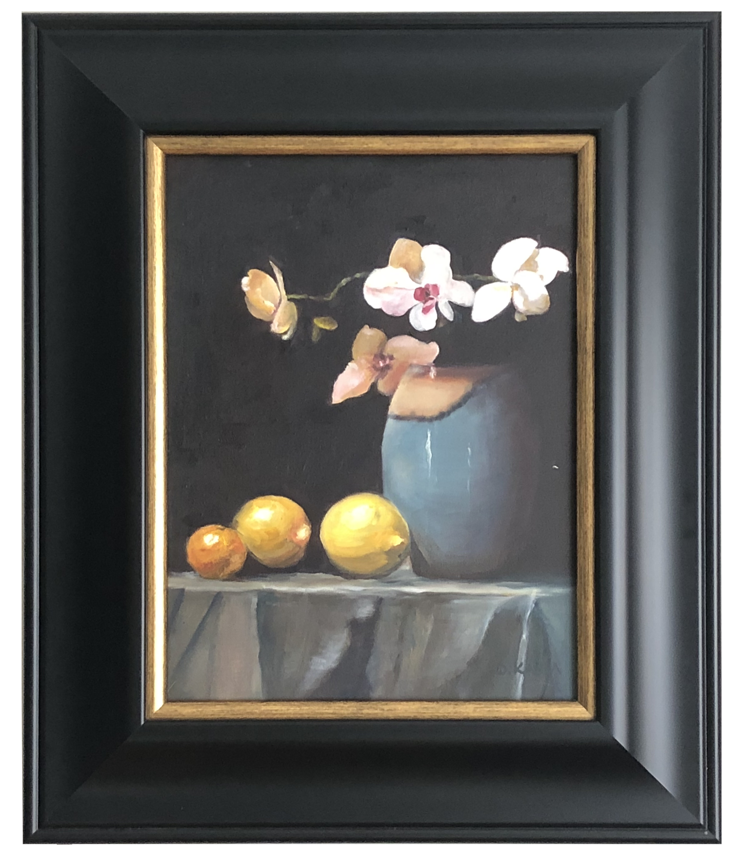Framed Art Oil Painting - Still Life with Orchids and Lemons