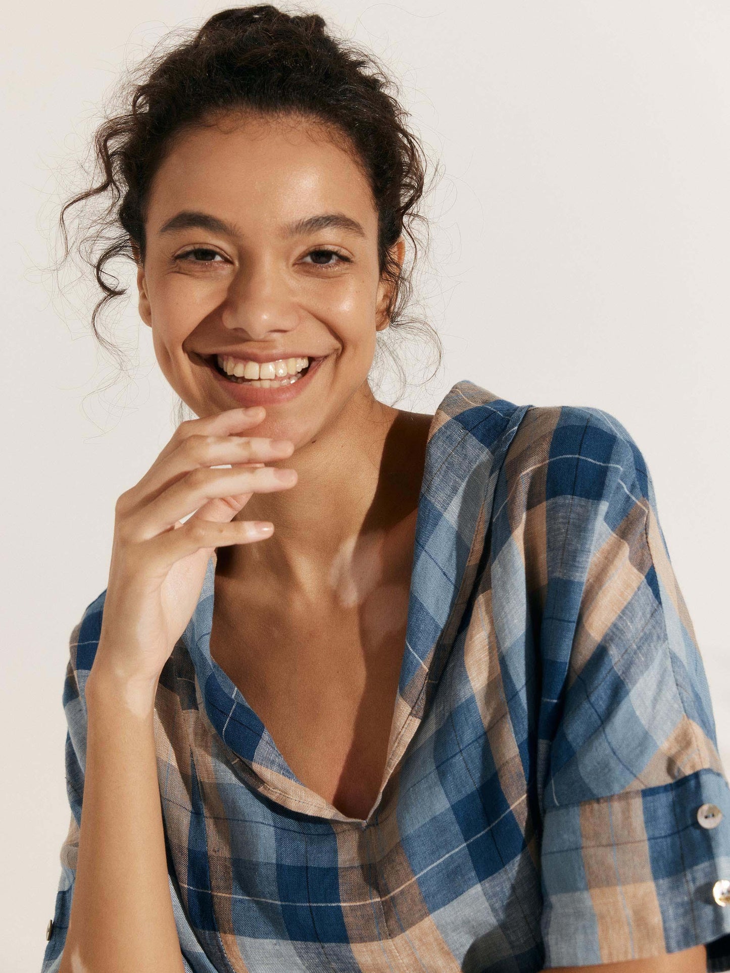 Linen V Neck Short Sleeve Shirt PENNY