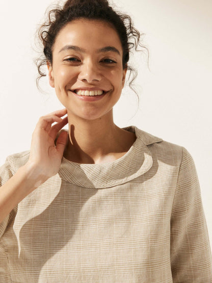 Linen Round Soft-Fold Collar Top ANAIS