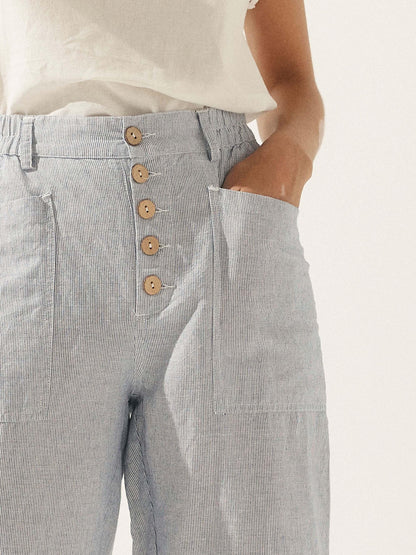Linen Simple Button Fly Trousers HEIDI