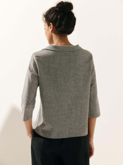 Linen Round Soft-Fold Collar Top ANAIS
