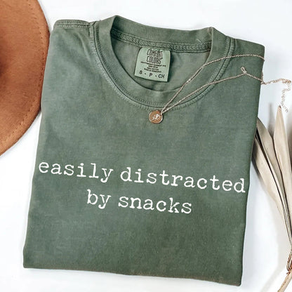 Easily Distracted by Snacks - Funny Foodie T-Shirt